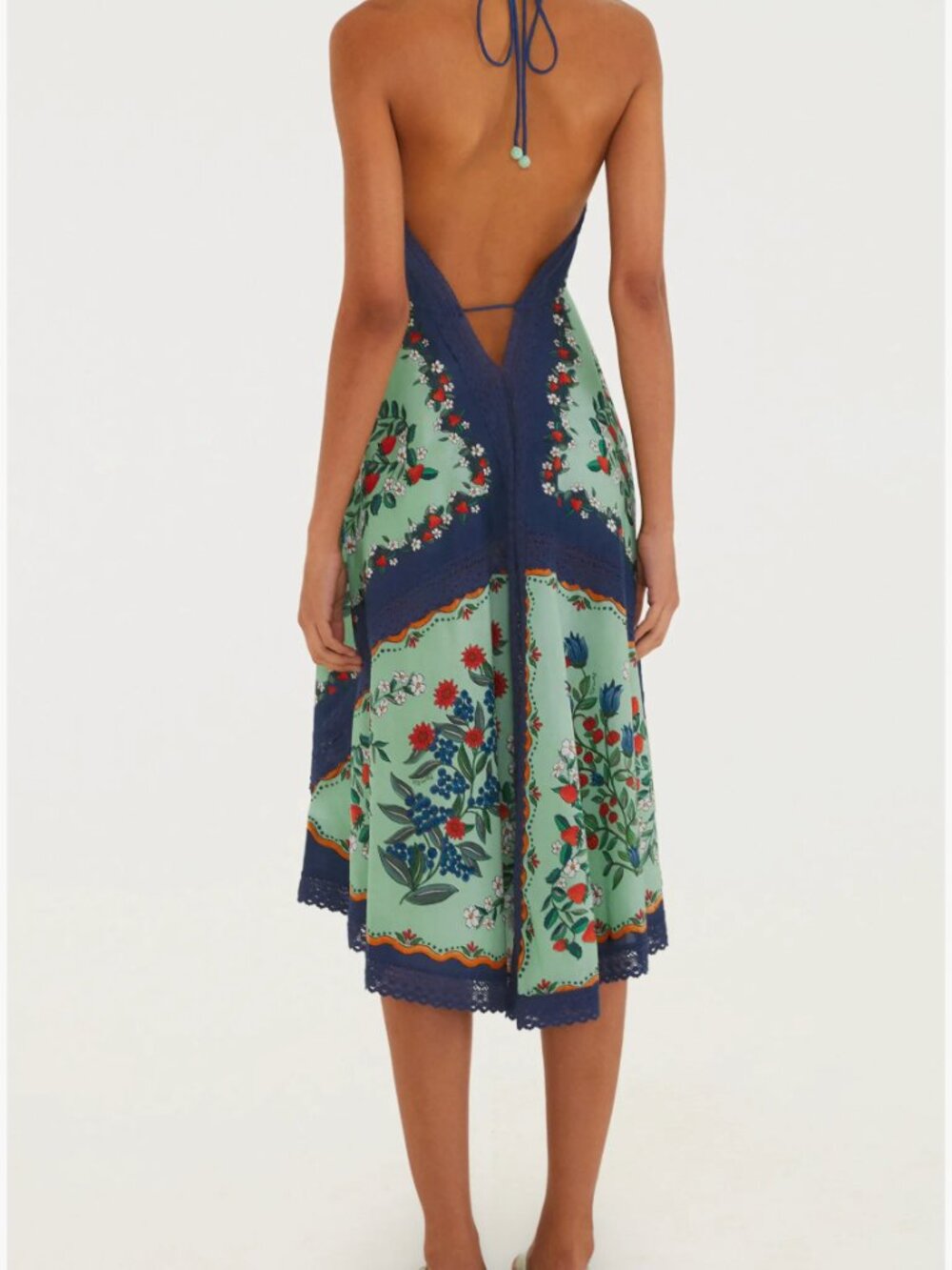 FARM Rio Mint & Navy Floral Tie-Front Maxi Dress- NWT small - Picture 2 of 5